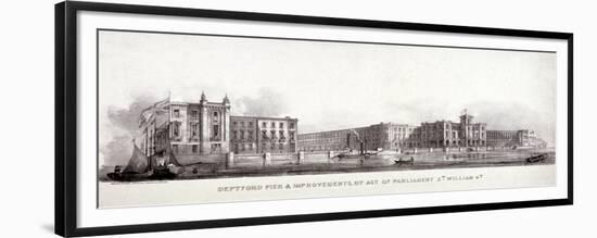 Deptford Pier and the River Thames, Greenwich, London, C1835-null-Framed Giclee Print