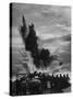 Depth Charge Exploding on Target Behind Coast Guard Cutter Patrolling For German U Boats-null-Stretched Canvas