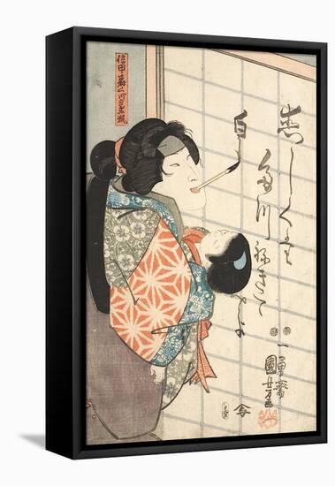 Der Frauendarsteller Bando Shuka als die weiße Füchsin Kuzunoha-Utagawa Kuniyoshi-Framed Stretched Canvas