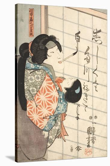 Der Frauendarsteller Bando Shuka als die weiße Füchsin Kuzunoha-Utagawa Kuniyoshi-Stretched Canvas