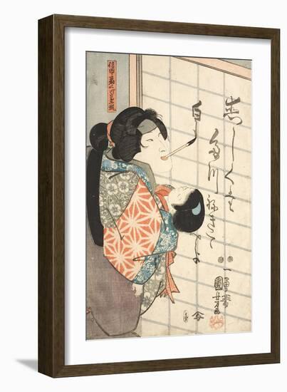 Der Frauendarsteller Bando Shuka als die weiße Füchsin Kuzunoha-Utagawa Kuniyoshi-Framed Giclee Print