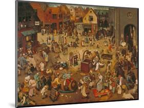 Der Kampf Zwischen Fasching Und Fasten, 1559-Pieter Bruegel the Elder-Mounted Giclee Print