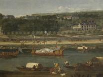 Vue de la Grande Cascade, des parterres et du château de Saint-Cloud prise de la Seine avant 1671-der Meulen Adam Frans Van-Framed Stretched Canvas