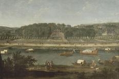 Vue de la Grande Cascade, des parterres et du château de Saint-Cloud prise de la Seine avant 1671-der Meulen Adam Frans Van-Stretched Canvas