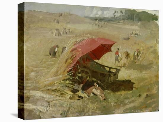 Der rote Schirm. Um 1860-Franz Von Lenbach-Stretched Canvas