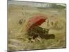 Der rote Schirm. Um 1860-Franz Von Lenbach-Mounted Giclee Print