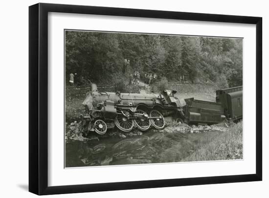 Derailed Locomotive-null-Framed Art Print