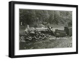 Derailed Locomotive-null-Framed Art Print