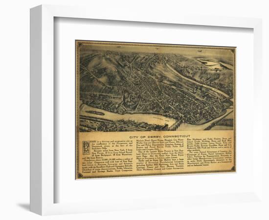 Derby, Connecticut - Panoramic Map-Lantern Press-Framed Art Print