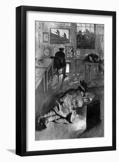 Derby Recruiters Sleeping at a Recruiting Office, WW1-W. Hatherell-Framed Art Print