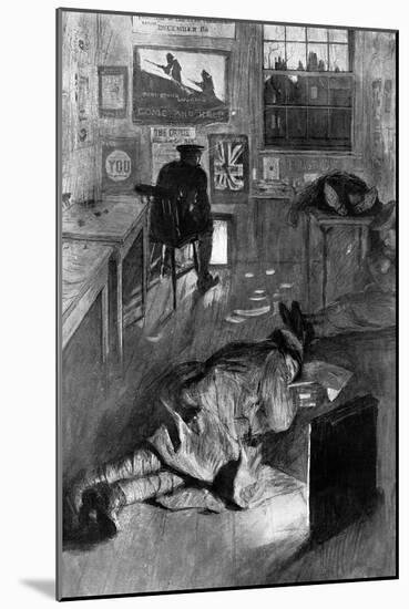 Derby Recruiters Sleeping at a Recruiting Office, WW1-W. Hatherell-Mounted Art Print
