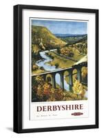 Derbyshire, England - Monsal Dale, Train and Viaduct British Rail Poster-Lantern Press-Framed Art Print