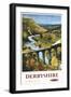 Derbyshire, England - Monsal Dale, Train and Viaduct British Rail Poster-Lantern Press-Framed Art Print