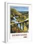 Derbyshire, England - Monsal Dale, Train and Viaduct British Rail Poster-Lantern Press-Framed Art Print