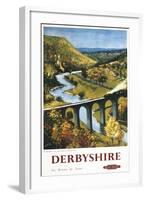 Derbyshire, England - Monsal Dale, Train and Viaduct British Rail Poster-Lantern Press-Framed Art Print