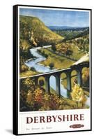 Derbyshire, England - Monsal Dale, Train and Viaduct British Rail Poster-Lantern Press-Framed Stretched Canvas