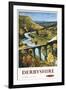 Derbyshire, England - Monsal Dale, Train and Viaduct British Rail Poster-Lantern Press-Framed Art Print