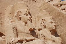 Statues of Pharaoh Ramesses II decorating facade of temple, The Great Temple, Abu Simbel, Nubia-Derek Hall-Photographic Print