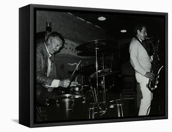 Derek Hogg (Drums) and Bobby Wellins (Saxophone) Playing at the Bell, Codicote, Hertfordshire, 1985-Denis Williams-Framed Stretched Canvas