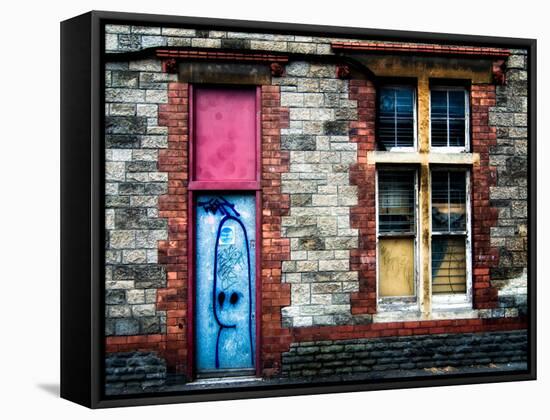 Derelict Door and Window with Graffiti-Clive Nolan-Framed Stretched Canvas