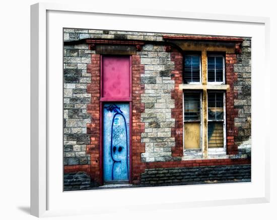 Derelict Door and Window with Graffiti-Clive Nolan-Framed Photographic Print