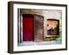 Derelict Door and Window with Graffiti-Clive Nolan-Framed Photographic Print