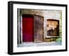 Derelict Door and Window with Graffiti-Clive Nolan-Framed Photographic Print