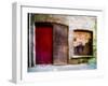 Derelict Door and Window with Graffiti-Clive Nolan-Framed Photographic Print