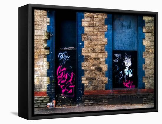 Derelict Door and Window with Graffiti-Clive Nolan-Framed Stretched Canvas