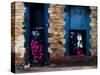 Derelict Door and Window with Graffiti-Clive Nolan-Stretched Canvas