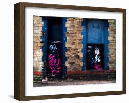 Derelict Door and Window with Graffiti-Clive Nolan-Framed Photographic Print