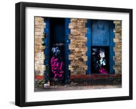 Derelict Door and Window with Graffiti-Clive Nolan-Framed Photographic Print