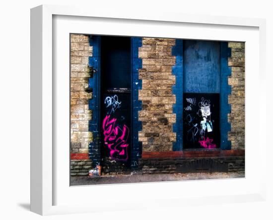 Derelict Door and Window with Graffiti-Clive Nolan-Framed Photographic Print