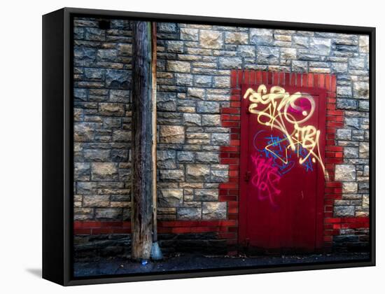 Derelict Door with Graffiti and Lampost-Clive Nolan-Framed Stretched Canvas
