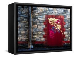 Derelict Door with Graffiti and Lampost-Clive Nolan-Framed Stretched Canvas