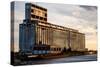 Derelict Grain Elevator on Industrial Pier at Sunset-oliverjw-Stretched Canvas
