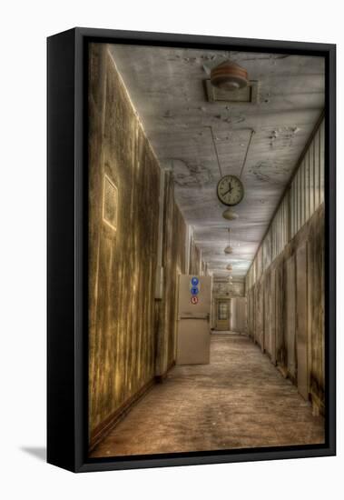 Derelict Interior with Clock-Nathan Wright-Framed Stretched Canvas