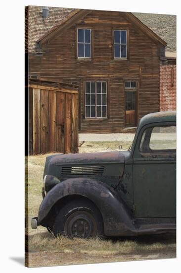 Derelict Vintage Truck and Old Buildings, Bodie Ghost Town, California-David Wall-Stretched Canvas