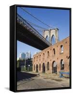 Derelict Warehouses Under Brooklyn Bridge, Brooklyn, New York City, New York, USA-Amanda Hall-Framed Stretched Canvas