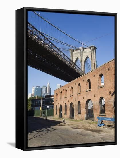 Derelict Warehouses Under Brooklyn Bridge, Brooklyn, New York City, New York, USA-Amanda Hall-Framed Stretched Canvas