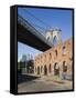 Derelict Warehouses Under Brooklyn Bridge, Brooklyn, New York City, New York, USA-Amanda Hall-Framed Stretched Canvas