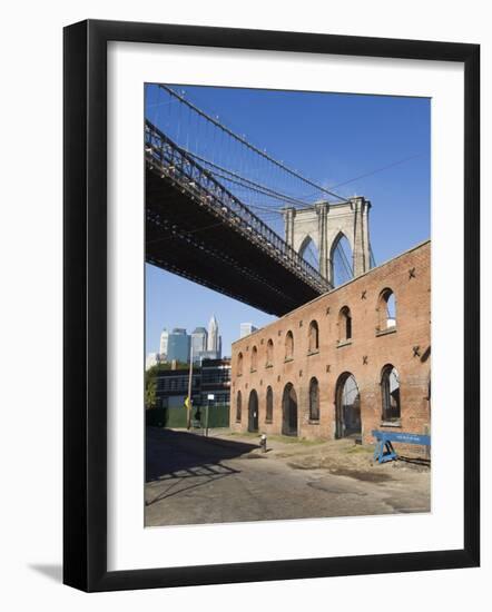 Derelict Warehouses Under Brooklyn Bridge, Brooklyn, New York City, New York, USA-Amanda Hall-Framed Photographic Print