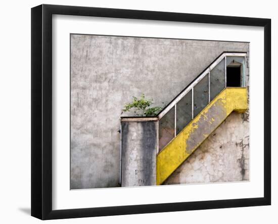 Derelict Yellow Stairway-Clive Nolan-Framed Photographic Print