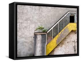 Derelict Yellow Stairway-Clive Nolan-Framed Stretched Canvas