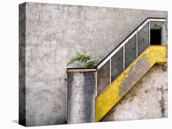 Derelict Yellow Stairway-Clive Nolan-Stretched Canvas