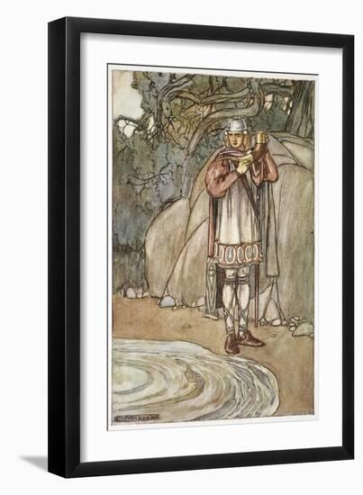 Dermot took the horn and would have filled it', c1910-Stephen Reid-Framed Giclee Print