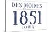 Des Moines, Iowa - Established Date (Blue)-Lantern Press-Stretched Canvas