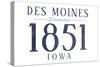 Des Moines, Iowa - Established Date (Blue)-Lantern Press-Stretched Canvas