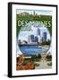 Des Moines, Iowa - Montage Scenes-Lantern Press-Framed Art Print