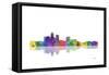 Des Moines Iowa Skyline 1-Marlene Watson-Framed Stretched Canvas